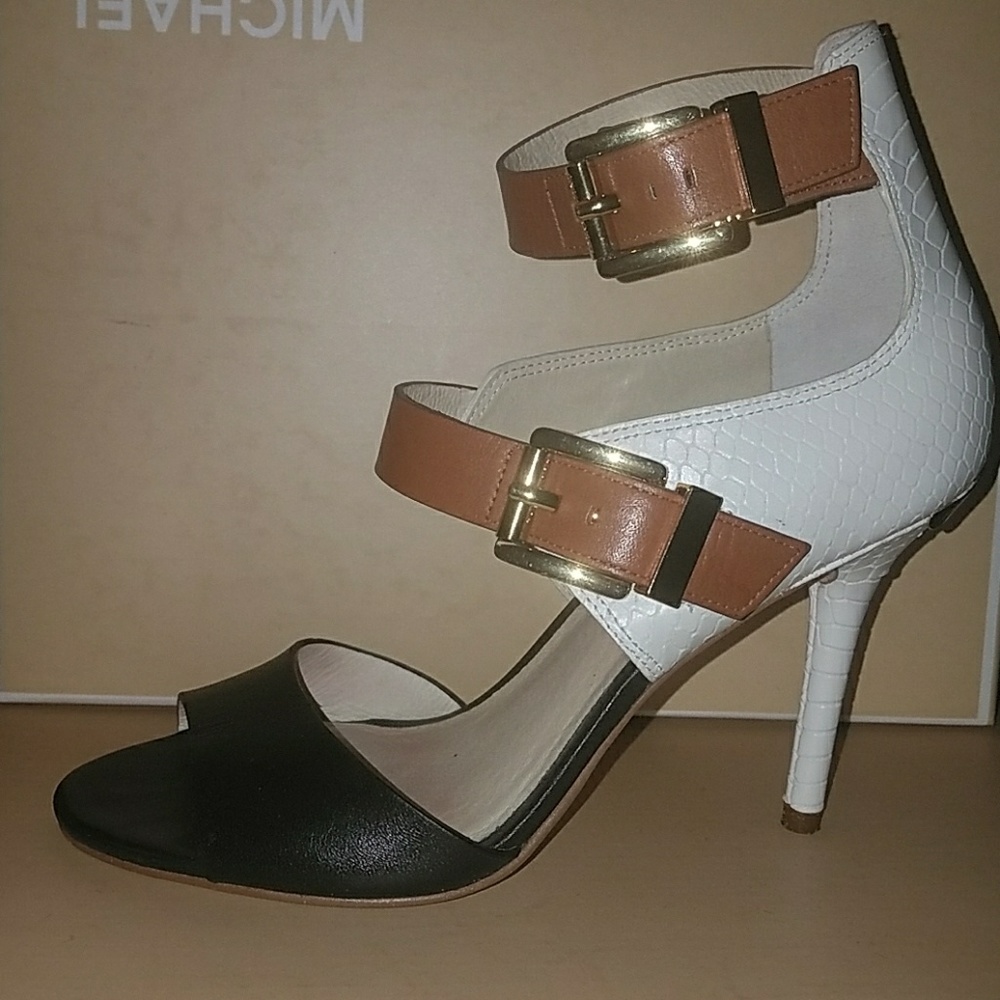 MICHAEL KORS ADRIANA ANKLE STRAP HEELS